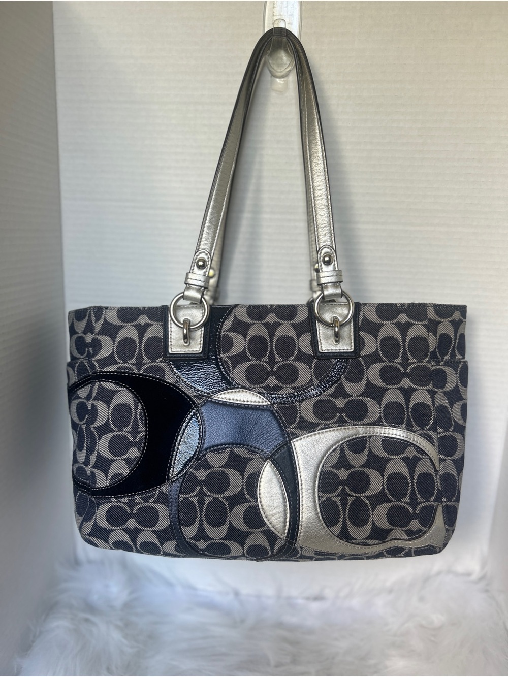 Coach Indigo Denim and Silver Tote